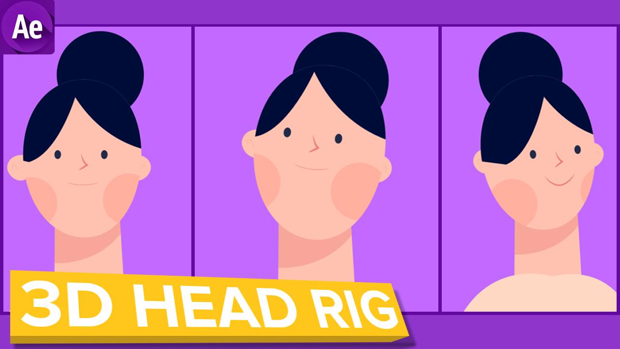 Easy 3D Head RIG and ANIMATION After Effects Tutorial ( No Plugins
