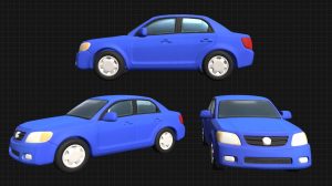 Blue Sedan Car