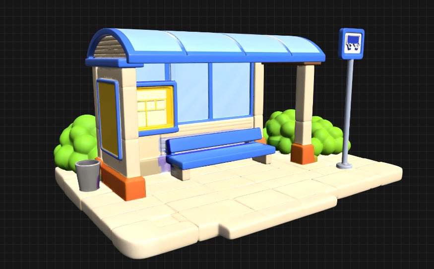 Bus Station 3D Model