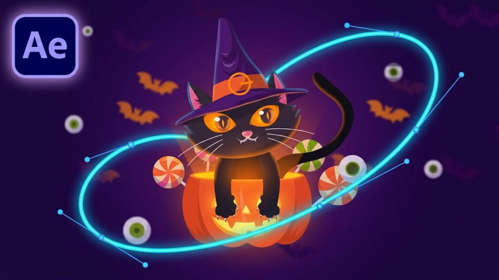 2D Halloween Cat Animation After Effects Tutorial